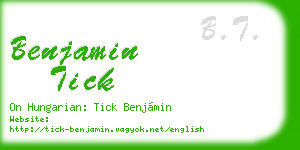 benjamin tick business card